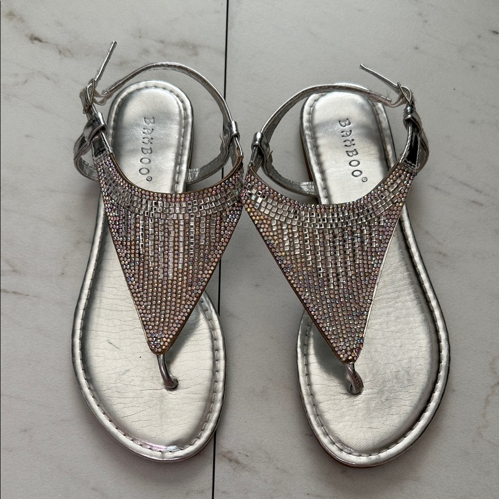 BAMBOO Rhinestone Sandals - size 6